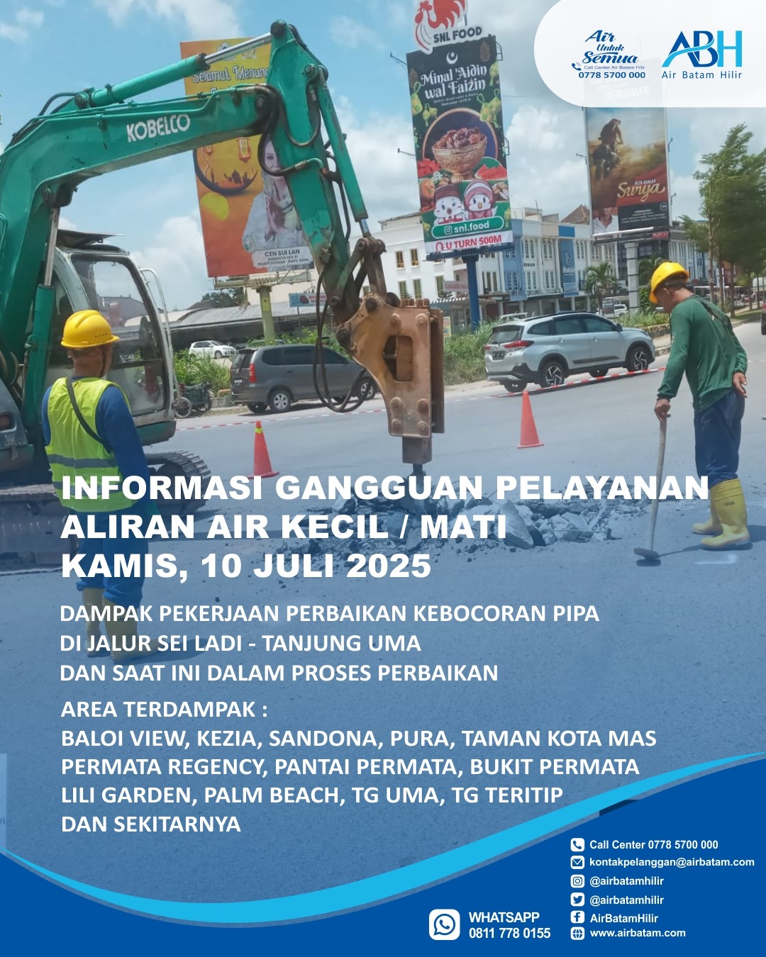 Perbaikan kebocoran Pipa di Jalur Sei Ladi – Tanjung Uma