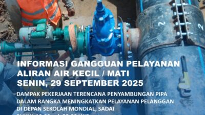 Penyambungan Pipa di Depan Sekolah Mondial Sadai. Ini Area Terdampak 29 September 20225
