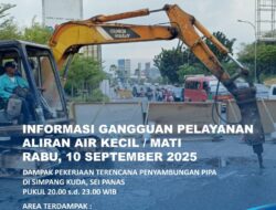 Informasi Gangguan Suplai Air,Rabu 10 September 2025