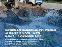 Perbaikan Pipa Bocor Depan SPBU Pandan Wangi Kepri Mal. Ini Area Terdampak Gangguan Aliran Air