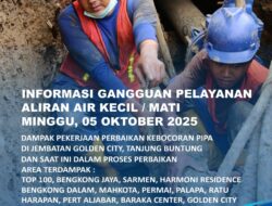 Perbaikan Kebocoran Pipa di Jembatan Golden City Tanjung Buntung. Ini Area Terdampak