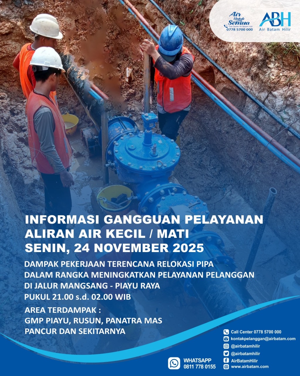 pelaksanaan pekerjaan terencana Relokasi Pipa DCIP 200mm di Jalur Mangsang – Piayu Raya