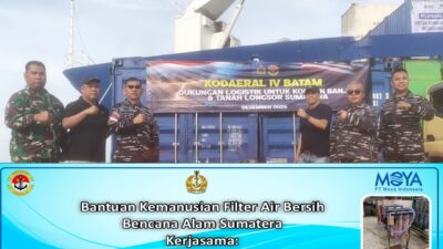 Moya Indonesia melalui Air Batam Hilir (ABH) berkolaborasi dengan TNI AL Kodaeral IV Batam menyalurkan bantuan kemanusiaan berupa filter air bersih.