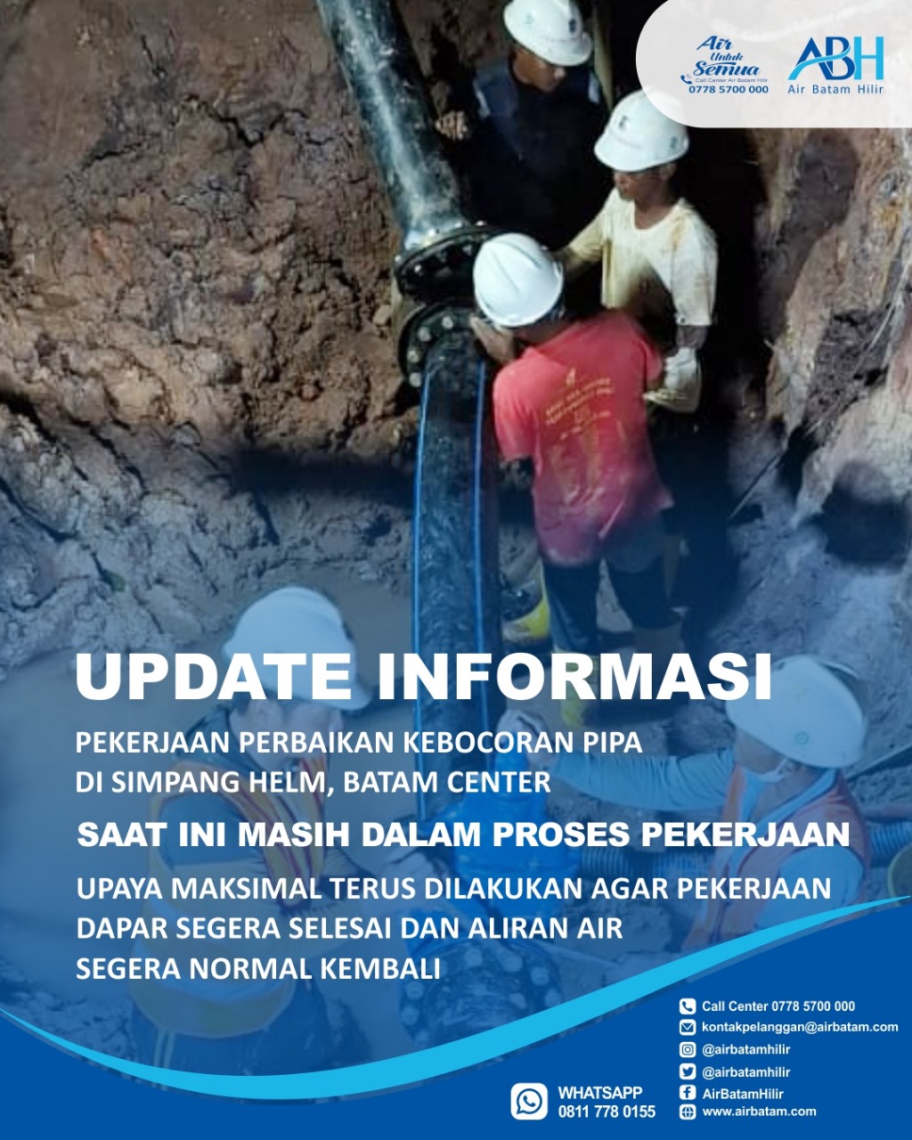 Penyambungan Pipa di Simpang Helm Batam Center,