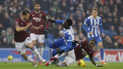 Hasil Liga Inggris: Gol Telat Brighton Gagalkan Kemenangan West Ham