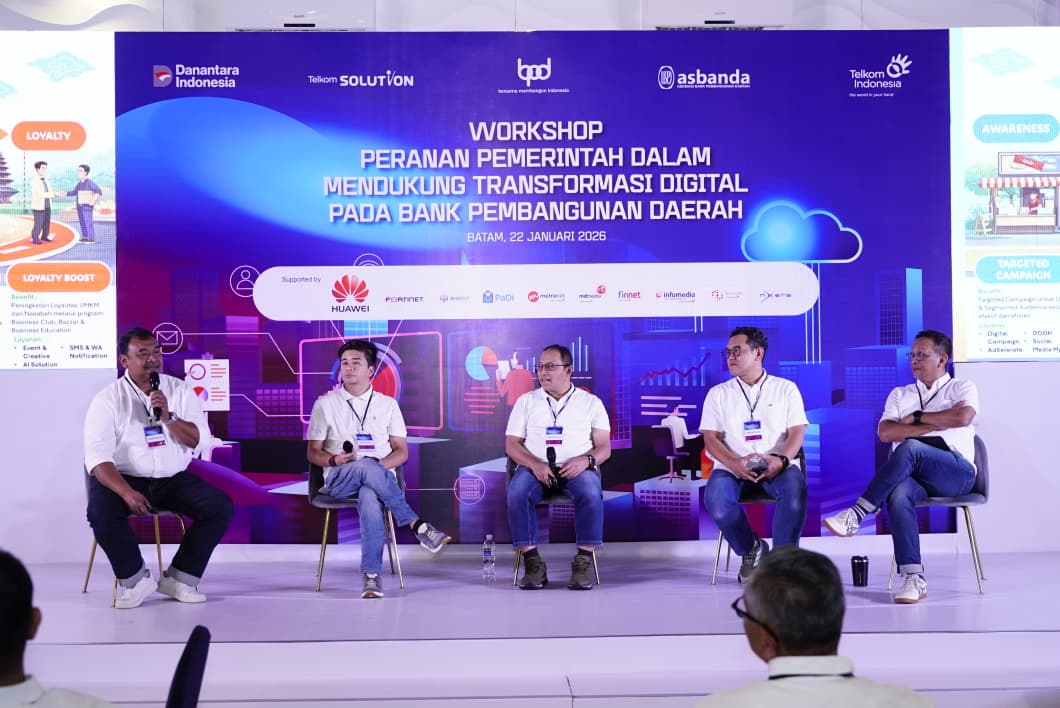 Telkom bersama Asbanda menggelar Workshop Asbanda & BPD Seluruh Indonesia sebagai upaya mendorong percepatan transformasi digital Bank Pembangunan Daerah di Batam, Kamis (22/01/2026). Foto:IST