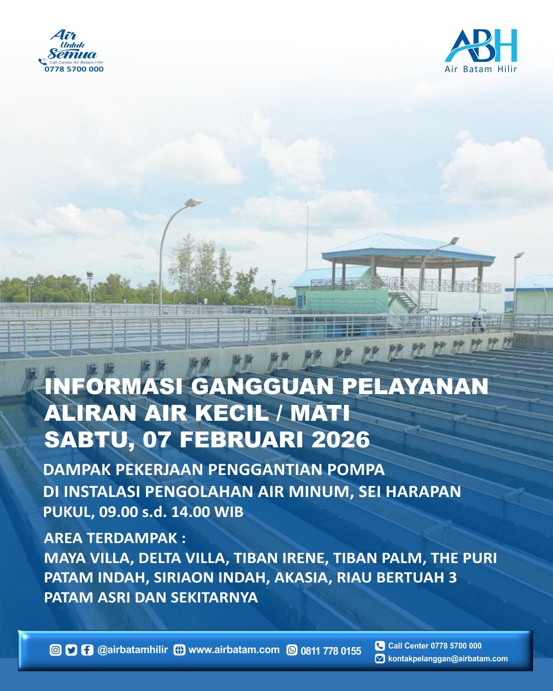 Selama pekerjaan ini, akan berdampak pada gangguan pelayanan suplai air minum