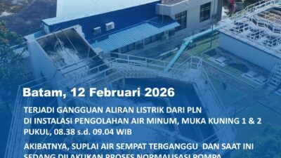 Gangguan Listrik Instalasi Pengolahan Air, Aliran Air Area Batam Center Terganggu, 12 Februari 2026