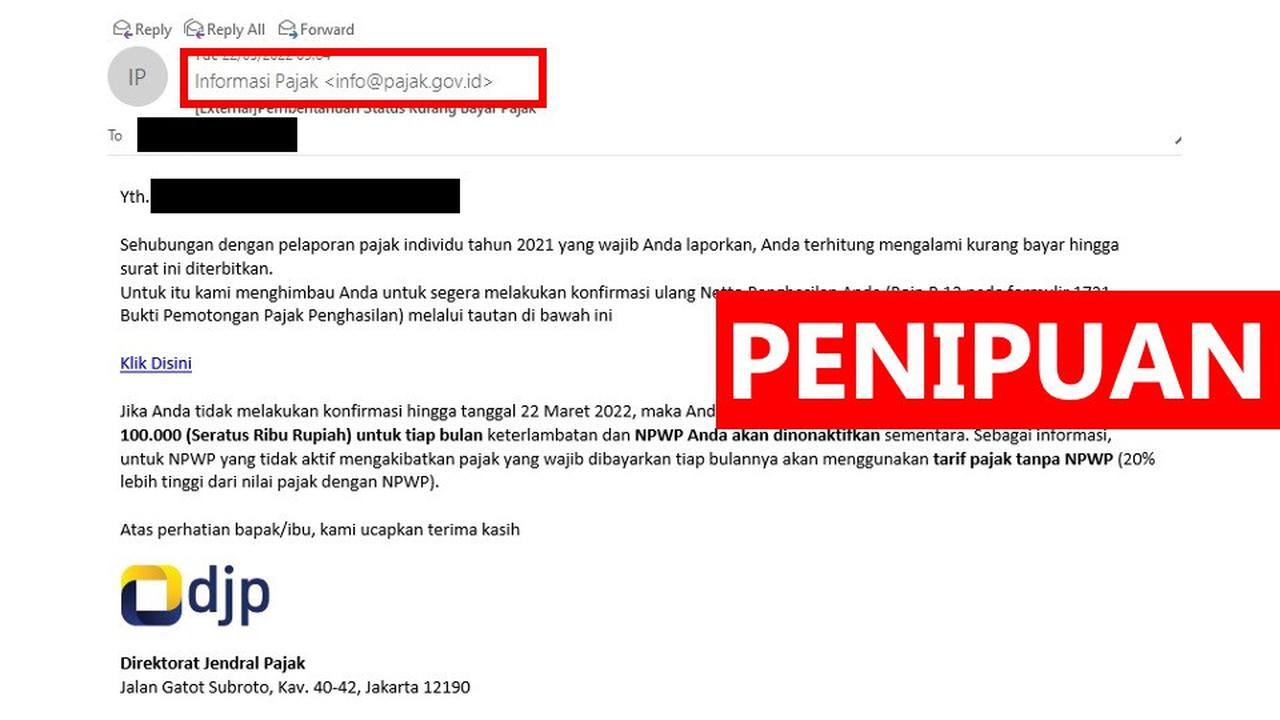 Modus penipuan pajak mengatasnamakan Ditjen Pajak (via:Twitter.com/DitjenpajakRI)