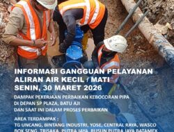 Perbaikan Kebocoran Pipa di Depan Pertokoan CGC Tanjung Uncang. Ini Area Terdampak