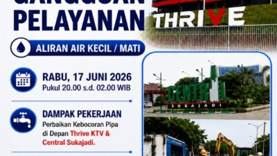 Perbaikan Kebocoran Pipa di Depan Central Sukajadi dan Thrive KTV Baloi, Rabu 17 Juni 2026