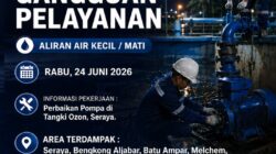 Informasi Gangguan Air Akibat Perbaikan Pompa di Tangki Ozon Seraya