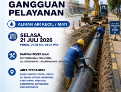 Dampak Pekerjaan Terencana Penyambungan Pipa di Jalur Sukajadi, Selasa 21 Juli 2026