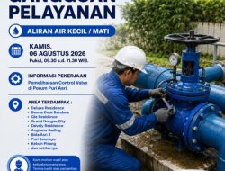 Pekerjaan Terencana Pemeliharaan Control Valve di Perumahan Puri Asri, 6 Agustus 2026