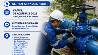 Pekerjaan Terencana Pemeliharaan Control Valve di Perumahan Puri Asri, 6 Agustus 2026