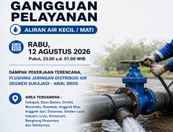 Pekerjaan Terencana Flushing Jaringan Distribusi Air Segmen Sukajadi-Awal Bros, 12 Agustus 2026