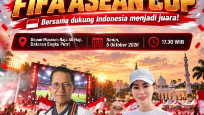 Pemko Batam gelar nobar Final FIFA ASEAN CUP 2026 di Dataran Engku Putri Batamcentre, Senin (5/10/2026). HUMAS DISKOMINFO BATAM / M RASYID J