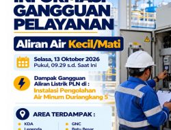 Fasilitas Pengolahan dan Distribusi Air Minum Batam Terdampak Listrik, 13 Oktober 2026. Cek Area Terdampak
